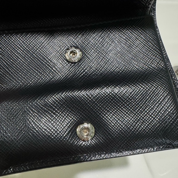 PRADA Saffiano Leather Small Bifold Wallet Black Floral Print - Picture 5 of 14